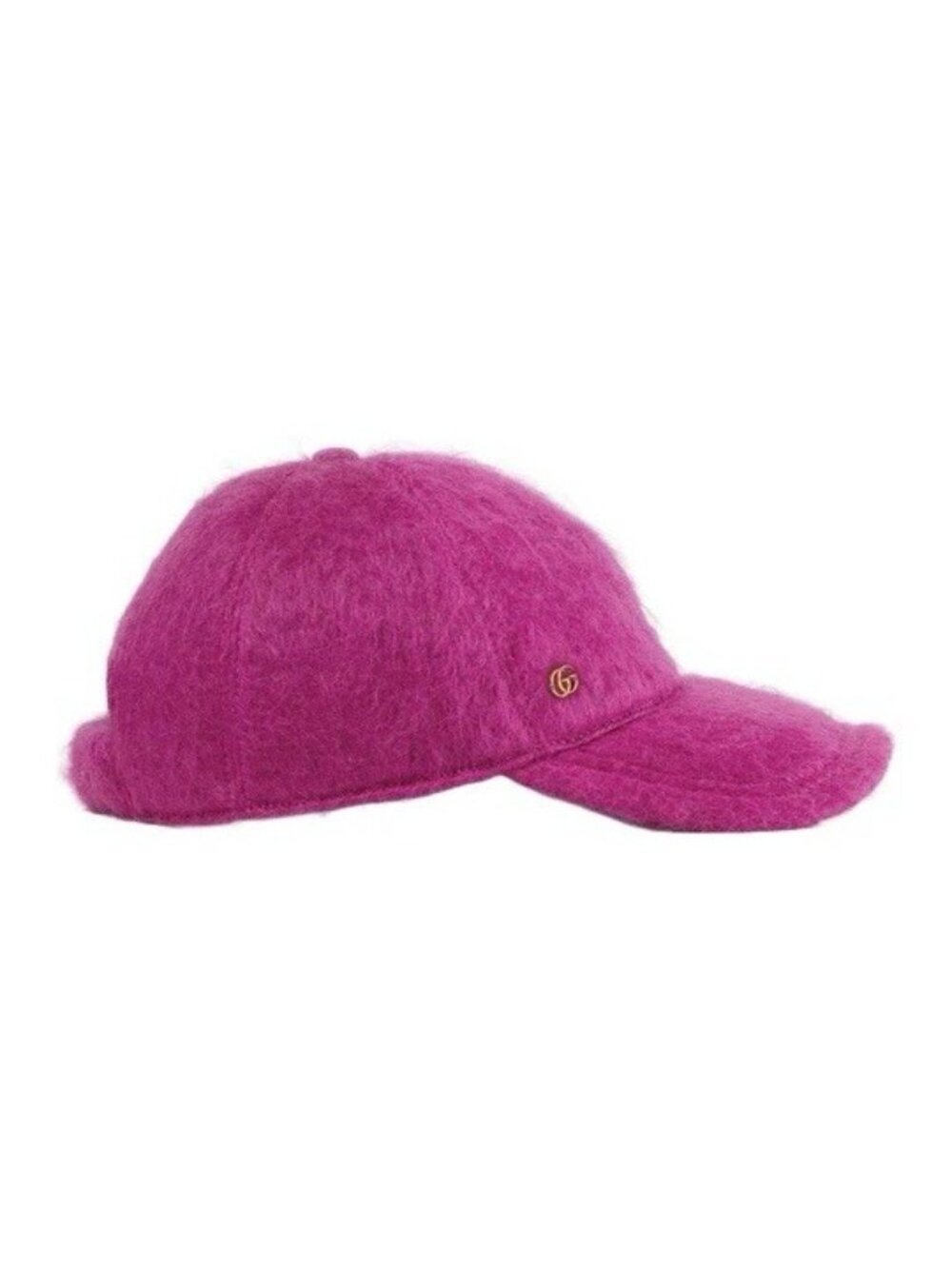 New Authentic Gucci GG Logo Mohair Pink Fuxia Baseball Hat Size S